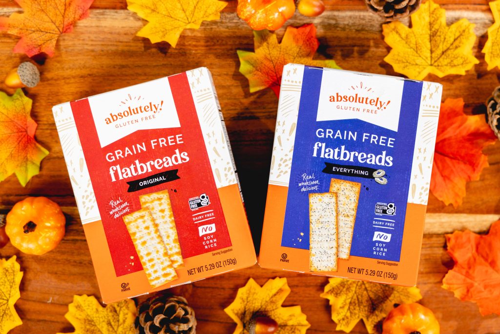 Absolutely! Gluten Free Grain Free Flatbreads in Original and Everything flavors, surrounded by autumn leaves and décor.